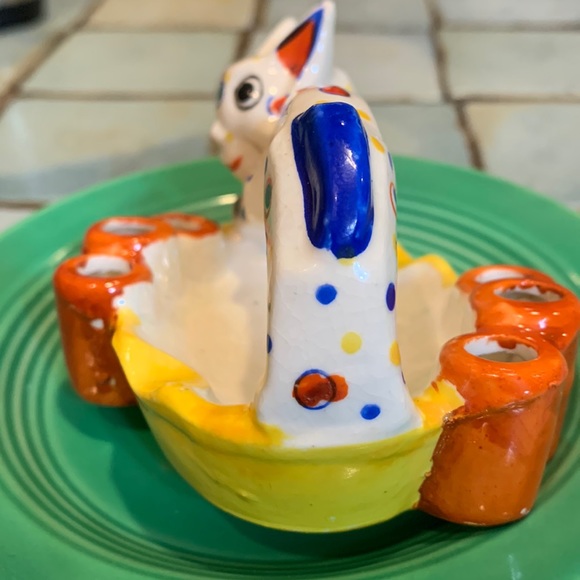 Vintage Handpainted Polka Dot Kitty Ashtray and Cigarette Holder - Picture 4 of 8